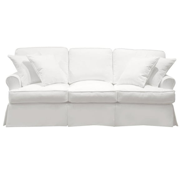 Sunset Trading Horizon T-Cushion Fabric Slipcovered Sofa in White