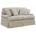 thumbnail image 1 of Sunset Trading Horizon T-Cushion Fabric Slipcovered Loveseat in Linen Beige, 1 of 6