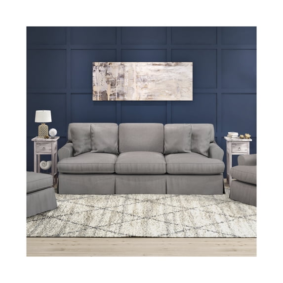 Sunset Trading Horizon T-Cushion Fabric Slipcovered Sofa in Gray