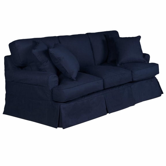 Sunset Trading Horizon T-Cushion Fabric Slipcovered Sofa in Navy Blue