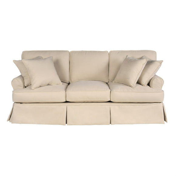 Sunset Trading Horizon T-Cushion Fabric Slipcovered Sofa in Tan
