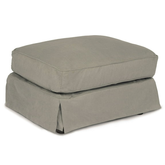 Sunset Trading Horizon Wood/Fabric Slipcovered Ottoman in Gray