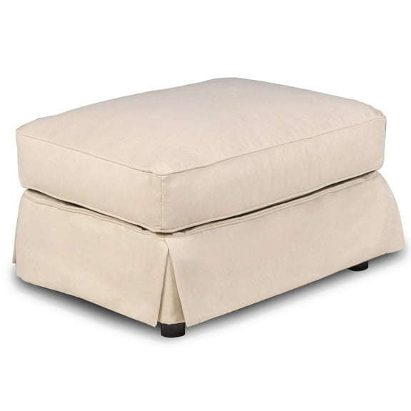 Sunset Trading Horizon Wood/Fabric Slipcovered Ottoman in Tan