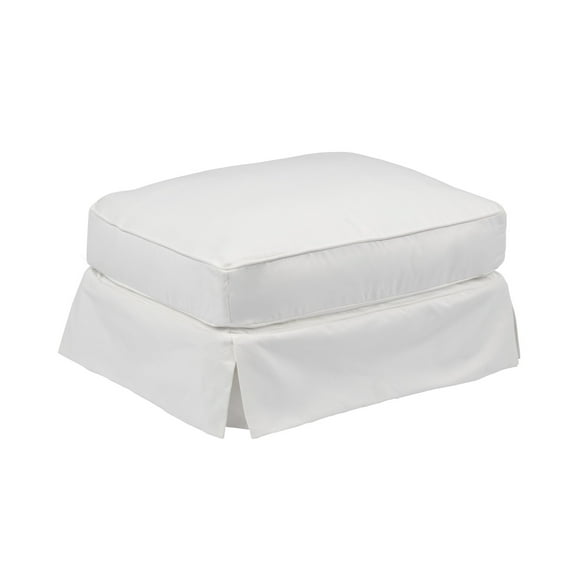 Sunset Trading Horizon Wood/Fabric Slipcovered Ottoman in White