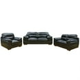 thumbnail image 1 of Sunset Trading Jayson 3-Piece Modern Top-Grain Leather Living Room Set in Black, 1 of 5