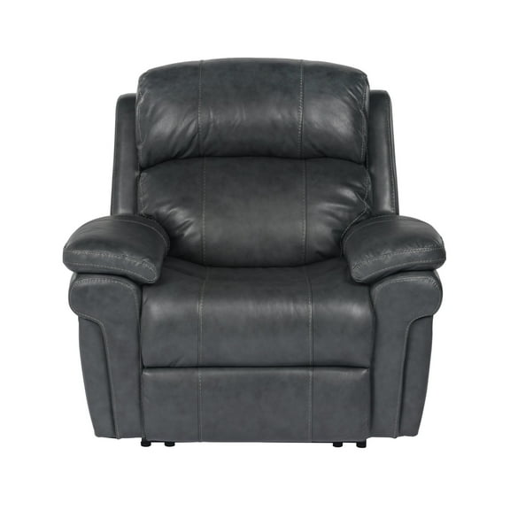 Sunset Trading Luxe Leather Reclining Chair with Power Headrest in Gray