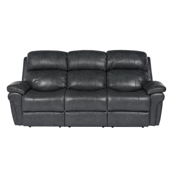 Sunset Trading Luxe Leather Reclining Sofa with Power Headrest in Gray