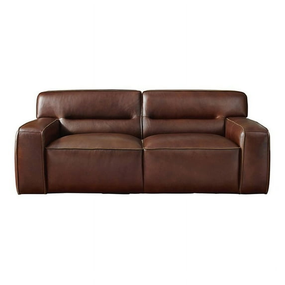 Sunset Trading Milan 17.5" Contemporary Leather Loveseat in Brown