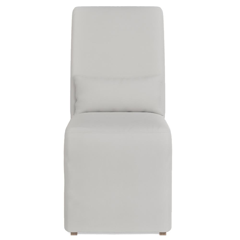 Newport Slipcovered White Parsons Side Chair with Wood Legs