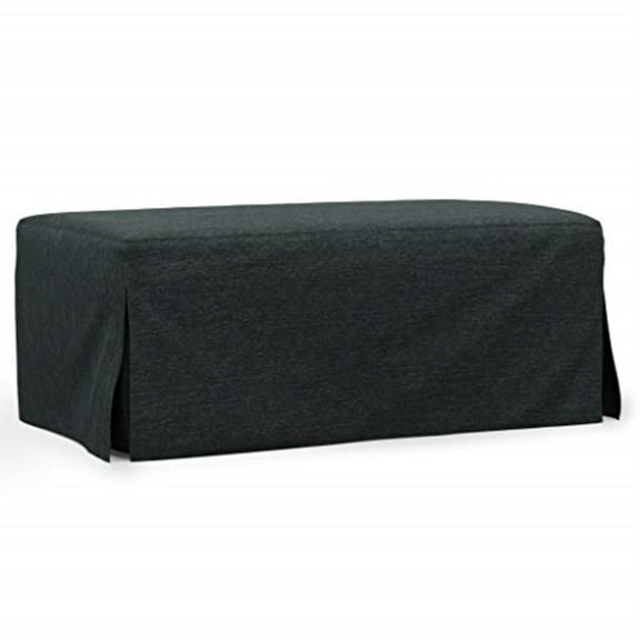 Sunset Trading Newport 44" Fabric Slipcovered Ottoman in Dark Gray