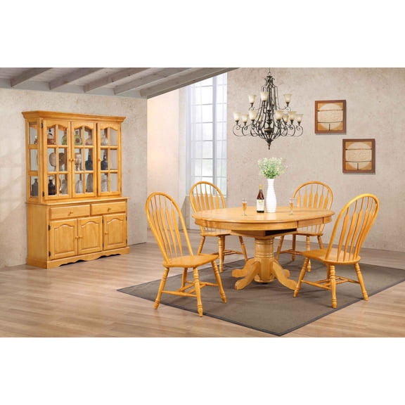 Sunset Trading Oak Selection 48-66" Butterfly Extending Wood Dining Set w Buffet