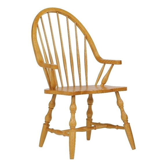 Sunset Trading Oak Selections 18" Wood Windsor Dining Chair with Arms in Oak