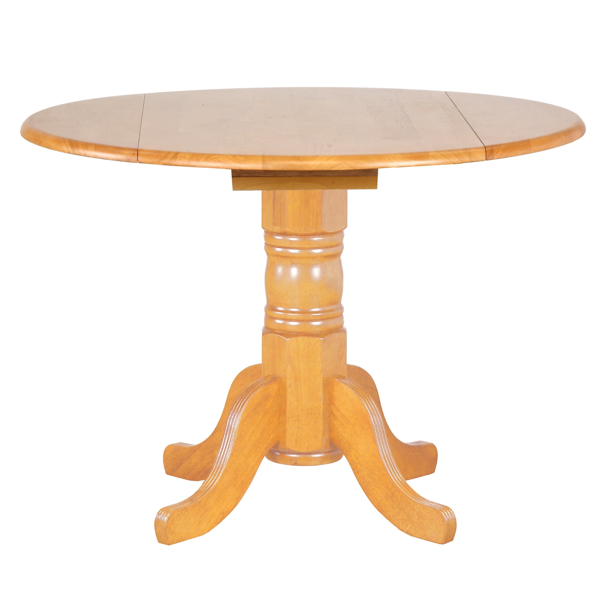 Light Oak Round Extendable Wood Dining Table for Six