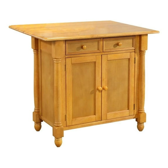 Sunset Trading Oak Selections Drop Leaf Extendable Wood Kitchen Island in Oak