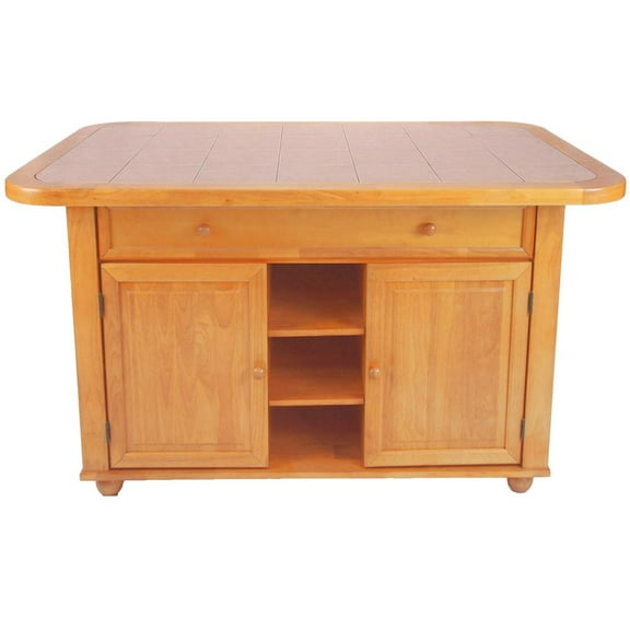 Sunset Trading Oak Selections Transitional Kitchen Island in Oak/Beige Wood