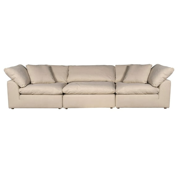 Sunset Trading Puff 3-Piece Fabric Slipcover Modular Sectional Sofa in Tan
