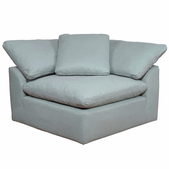 Sunset Trading Puff 4PC Slipcovered Modular Fabric Sectional Sofa in Blue