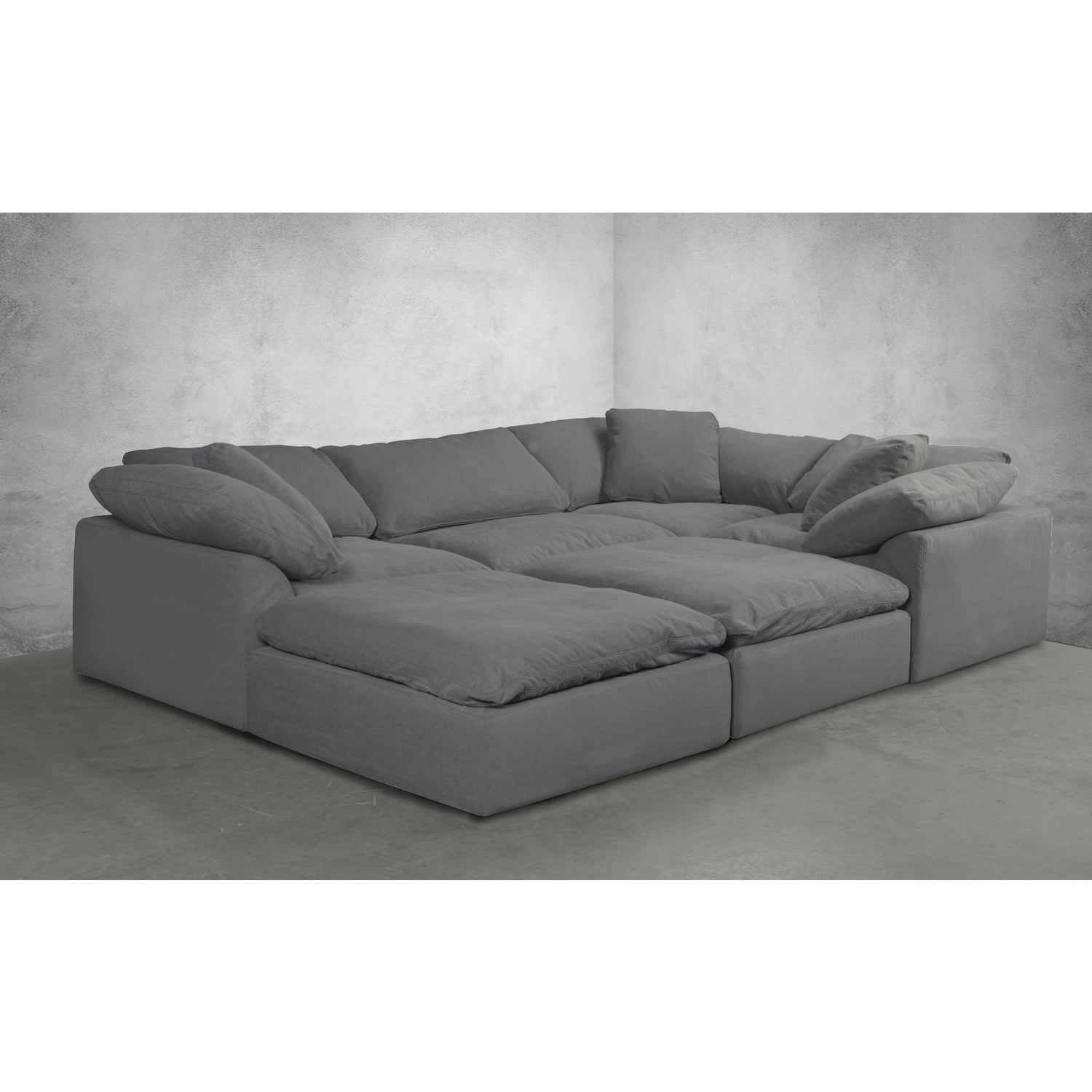 Sunset Trading Puff 6-Piece Fabric Slipcover Pitt Sectional Sofa