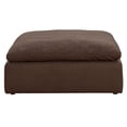 thumbnail image 1 of Sunset Trading Contemporary Puff Collection 44" Square Slipcovered Sectional Modular Ottoman, Performance Fabric Washable Water-Resistant Stain-Proof, Oversized Down Filled Large Sofa Footrest, Brown, 1 of 5