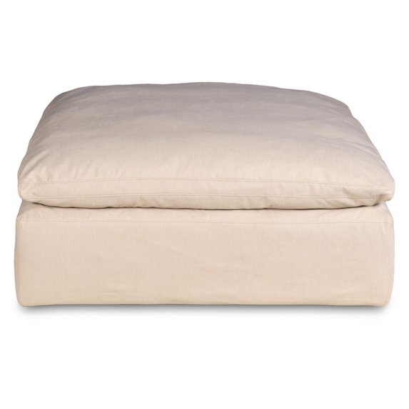 Sunset Trading Puff Fabric Slipcovered Sectional Modular Ottoman in Tan
