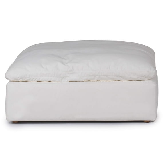 Sunset Trading Puff Fabric Slipcovered Sectional Modular Ottoman in White