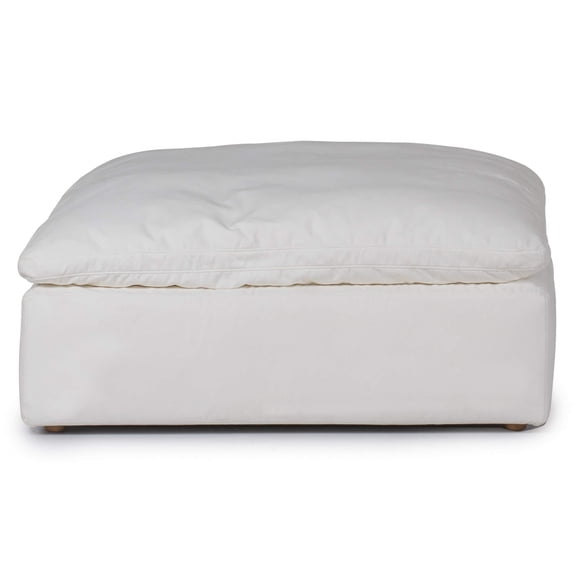 Sunset Trading Puff Fabric Slipcovered Sectional Modular Ottoman in White