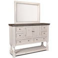 thumbnail image 1 of Sunset Trading Rustic French Dresser and Mirror Set - 6 Drawer - 2 Storage Cabinets - Large Display Shelf - Distressed White and Brown Solid Wood, 1 of 9