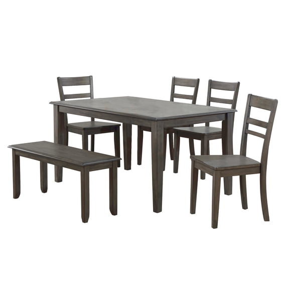 Sunset Trading Shades of Gray 6PC 60" Rectangular Wood Dining Table Set in Gray