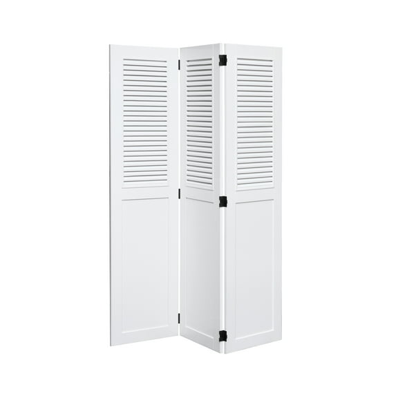 Sunset Trading Shutter Design Coastal Wood Room Divider in White