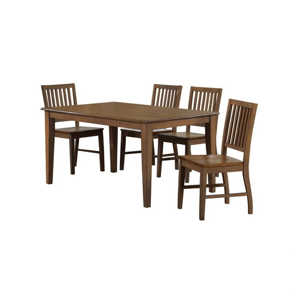 Sunset Trading Simply Brook 5-Piece 60" Rectangular Wood Dining Set in Brown