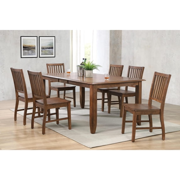 Sunset Trading Simply Brook 7-Piece 72" Extendable Wood Dining Set in Brown