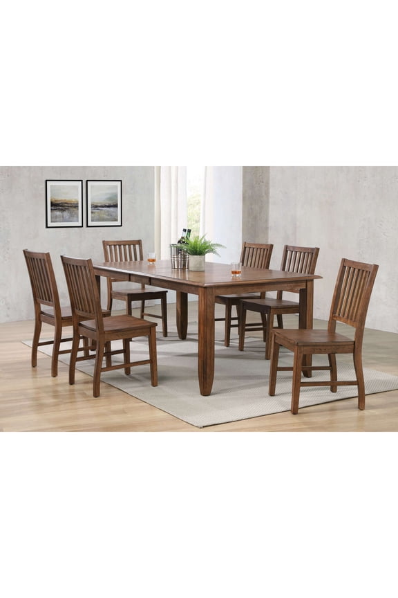 Simply Brook 8-Piece 72" Extendable Wood Dining Set in Brown