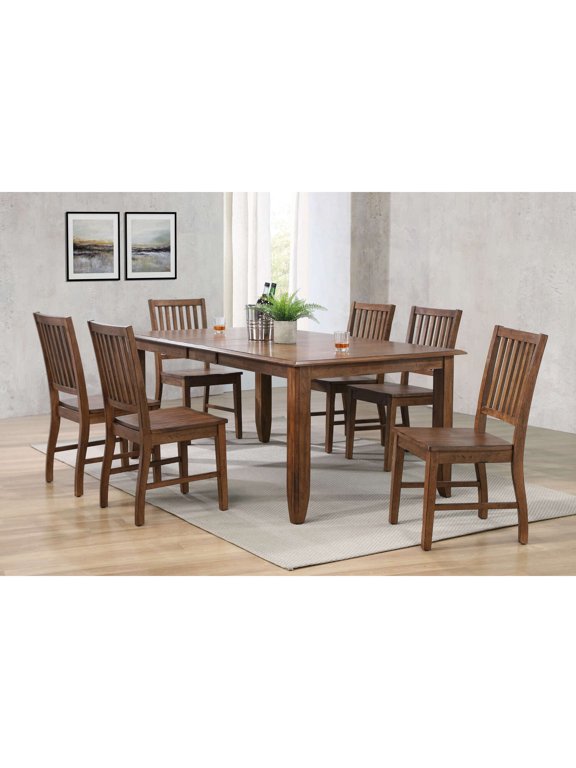 Simply Brook 8-Piece 72" Extendable Wood Dining Set in Brown