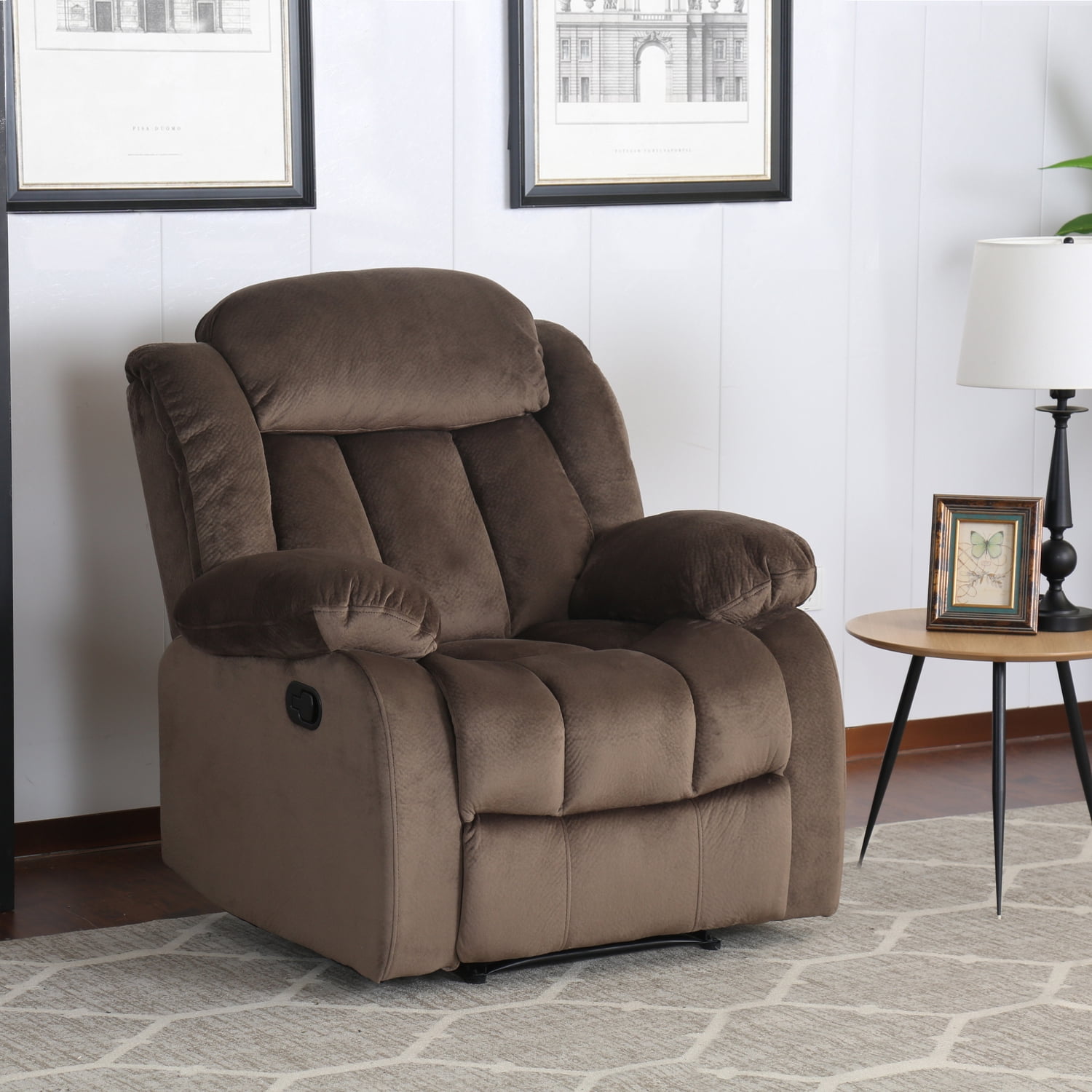 Sunset Trading Teddy Bear Traditional Fabric Reclining Chair in Chocolate