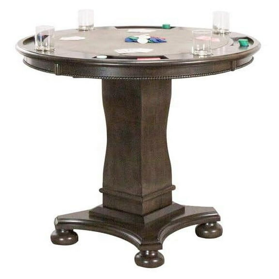 Sunset Trading Vegas 42.5" Round Wood Dining/Chess/Poker Table in Gray