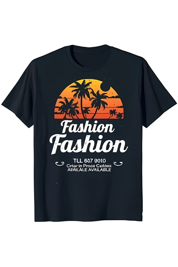 Sunset Trees Fashion Tee Dark Blue Scenic Print Modern Unisex T-Shirt up to size 5XL