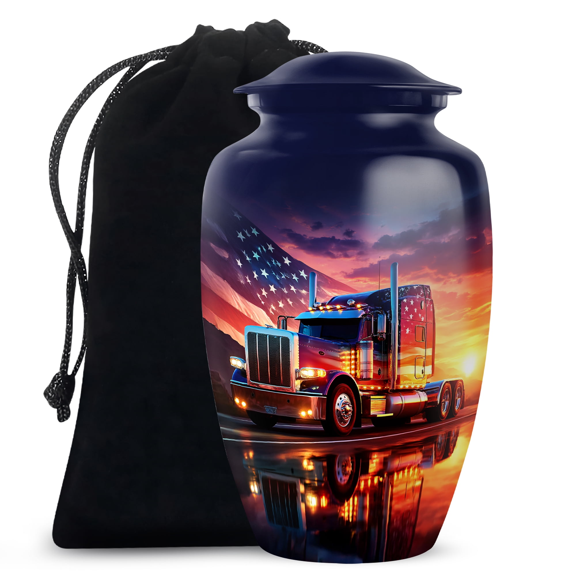 Sunset Truck Cremation Urn, Burial Urns For Human Ashes, Urns For Human Ashes Adult Man, Decorative American Truck Memorial Funeral Urn For Men & Women , (Size, 10 Inch, 1 Pc)