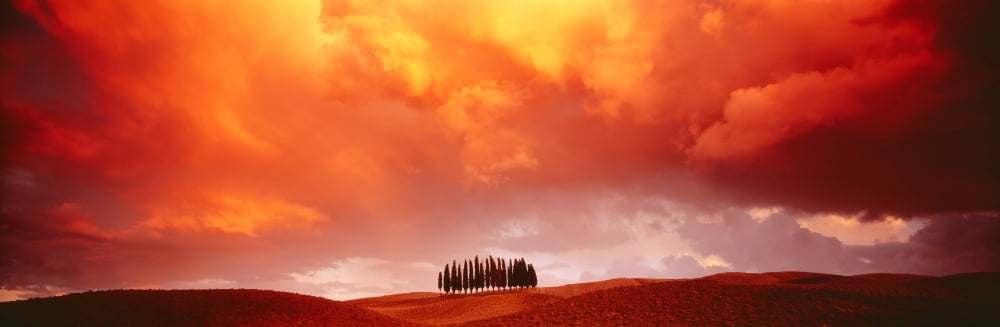 Sunset Tuscany Val dOrcia Italy Canvas Art - Panoramic Images (27 x 9)