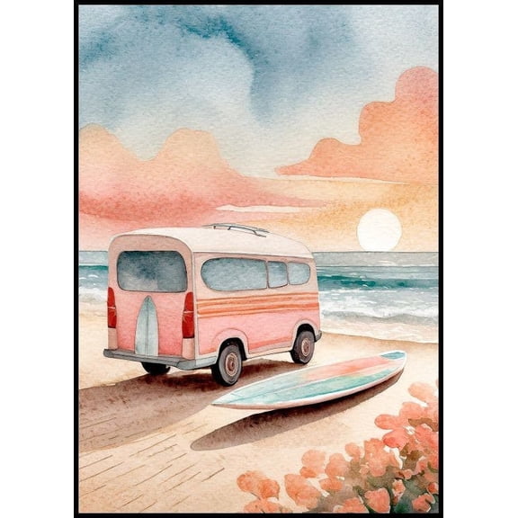 Sunset Van Poster Wall Art, Modern Wall Decor For Living Room Bedroom, 8x12 UNFRAMED