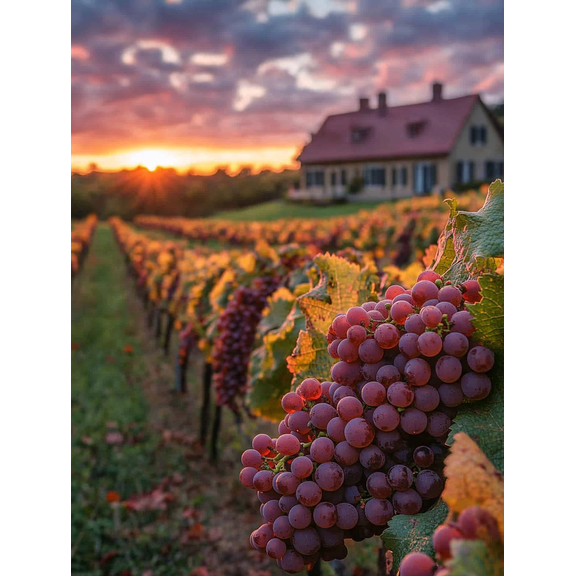 Sunset Vineyard Grapes Canvas Wall Art Perfect for Living Room Bedroom Kitchen Dining Room and Office Decoration.