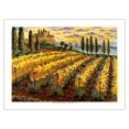 thumbnail image 1 of Sunset on the Vineyard - Italy - Italian Villa Vineyards Cypress Trees - From an Original Watercolor Painting by Robin Wethe Altman - Fine Art Matte Paper Print (Unframed) 18x24in, 1 of 4