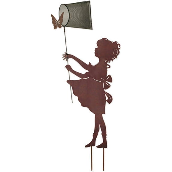 Sunset Vista 93438 Silhouette Girl Garden Stake, 34-inch, Brown
