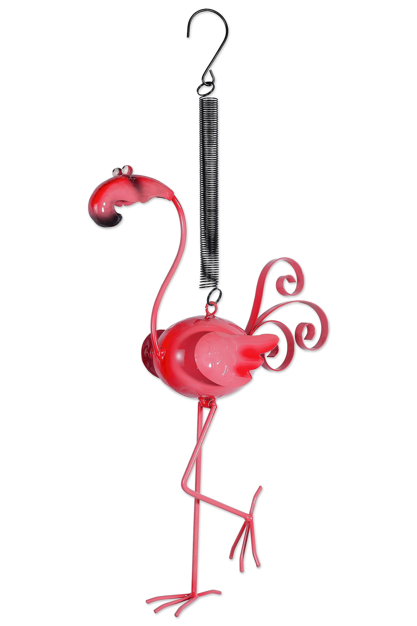 Pink Metal Flamingo Garden Decoration with Bouncy Spring