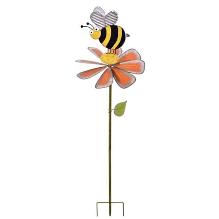 Sunset Vista Designs 402278 - 46" Orange Flower with Bee Wind Spinner