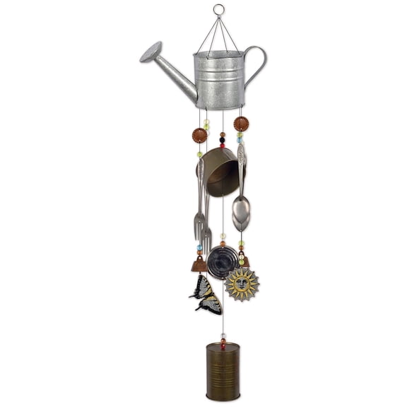 Sunset Vista Designs 92556 Watering Can Metal Wind Chime, Galvanized