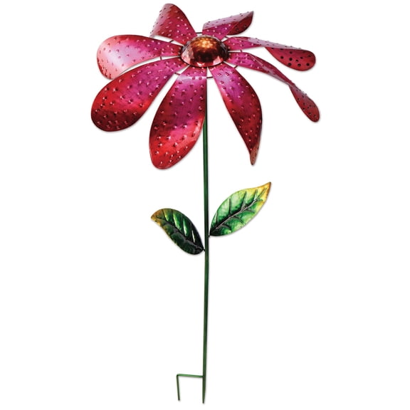 Sunset Vista Designs 92669 Large Daisy Spinner Stake, Metal, Pink
