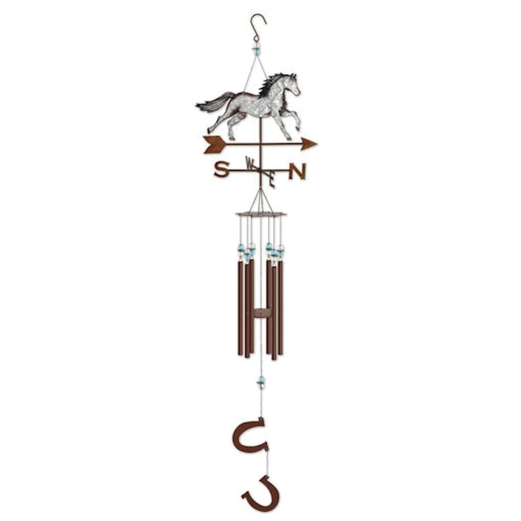 Galvanized Metal Horse Weathervane Wind Chime, 40-Inch