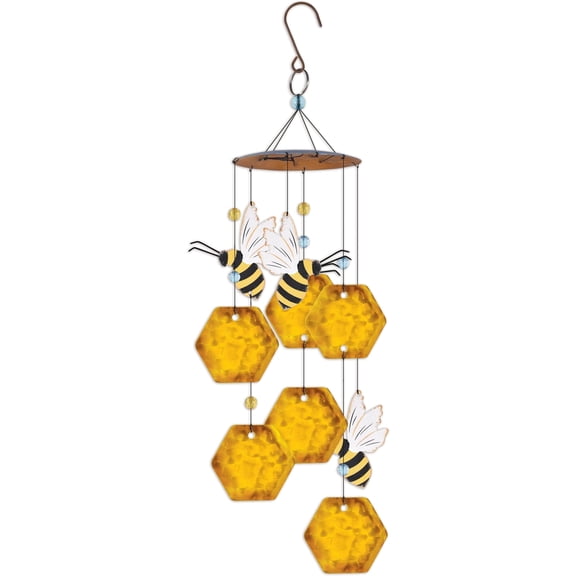 Sunset Vista Designs Country Garden Collection Wind Chime, 17-inch Height, Honeybee Honeycomb