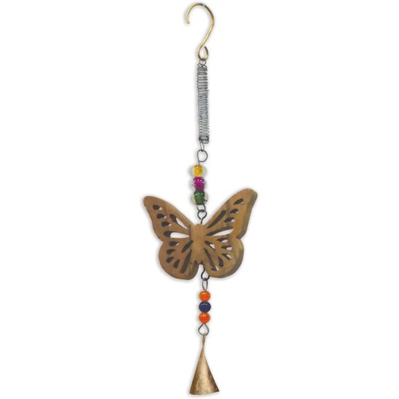 Sunset Vista Designs Bouncy Butterfly & Beads, Natural Wood, 10-inch Height