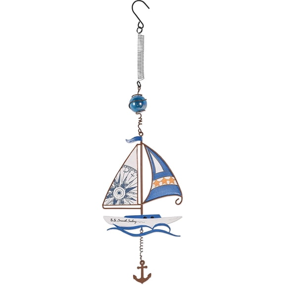 Sunset Vista Designs Coastal Collection Hanging Bouncy Sail Boat, 16-Inch